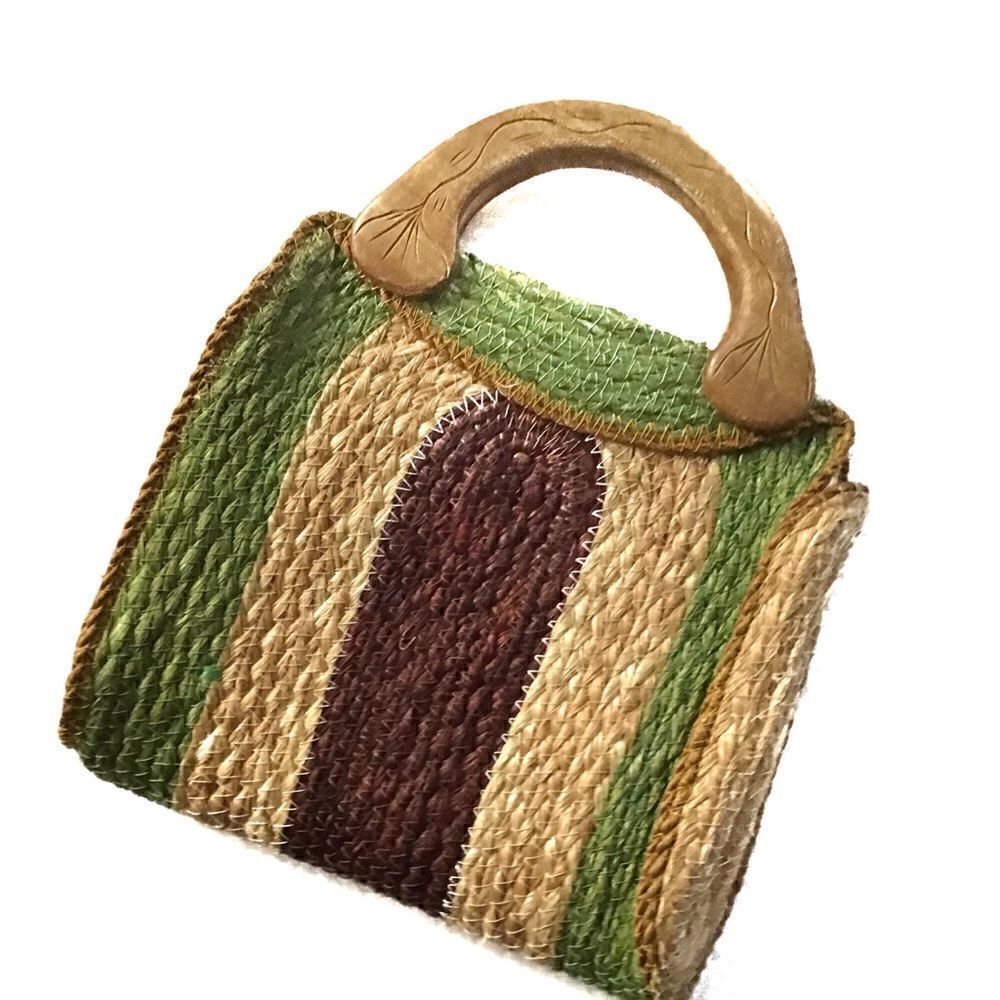 Vintage Dyed Woven Straw Hand Bag
